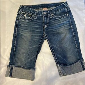 True Religion Blue Cuffed Capri Jeans